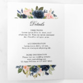 Navy Dusty Blue Blush Geometric Wedding Drieluik Programma (Binnenzijde eerst)