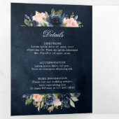 Navy Dusty Blue Blush Geometric Wedding Tri-Fold Drieluik Programma (Binnenzijde eerst)