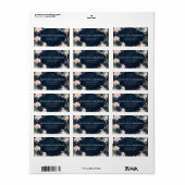Navy Dusty Blue Blush Geometric Weduwlabel Etiket (Full Sheet)