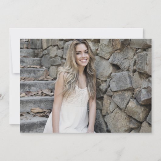 Navy Dusty Blue Boho Floral Foto Vrijgezellenfeest Kaart (Achterkant)