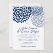 Navy & Dusty Blue bruiloft uitnodigingen | Bloemen (Voorkant)