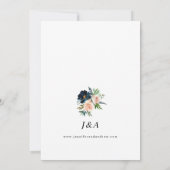 Navy, Dusty Blue en Pink Floral 2 Wedding Kaart (Achterkant)