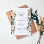 Navy, Dusty Blue en Pink Floral Wedding Invitation Kaart<br><div class="desc">Maak je gasten klaar voor je geweldige bruiloft met je mariniers,  Dusty Blue en Pink Floral bruiloft. Moderne stijl en elegant.</div>