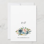 Navy, Dusty Blue en Pink Floral Wedding Invitation Kaart (Achterkant)
