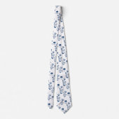 Navy Dusty Blue Eucalyptus Weddenschap Stropdas (Achterkant)