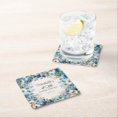 Navy Dusty Blue Floral 40th Birthday Party Kartonnen Onderzetters (Insitu)