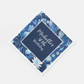 Navy Dusty Blue Floral 50e verjaardag Servet (Hoek)