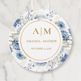 Navy Dusty Blue Floral Spring Bloom Bruiloft Bedankjes Labels