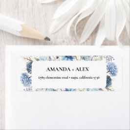 Navy Dusty Blue Floral Spring Bloom Bruiloft Etiket