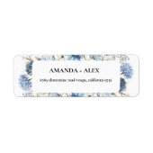 Navy Dusty Blue Floral Spring Bloom Bruiloft Etiket (Voorkant)