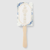 Navy Dusty Blue Floral Spring Bloom Bruiloft Handwaaier (Achterkant)