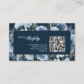 Navy Dusty Blue Floral Spring Bloom Bruiloft Informatiekaartje (Voorkant)