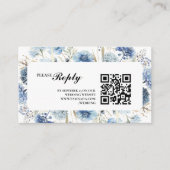 Navy Dusty Blue Floral Spring Bloom Bruiloft Informatiekaartje (Voorkant)