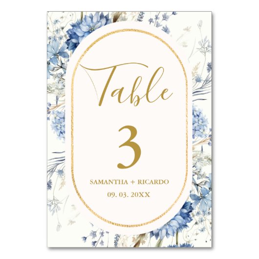 Navy Dusty Blue Floral Spring Bloom Bruiloft Kaart (Achterkant)