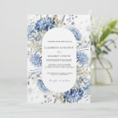 Navy Dusty Blue Floral Spring Bloom Bruiloft Kaart (Staand voorkant)