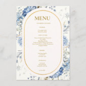 Navy Dusty Blue Floral Spring Bloom Bruiloft Menu (Voorkant)