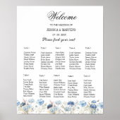 Navy Dusty Blue Floral Spring Bloom Bruiloft Poster (Voorkant)
