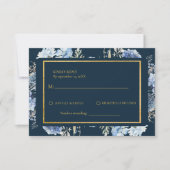Navy Dusty Blue Floral Spring Bloom Bruiloft RSVP (Voorkant)