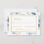 Navy Dusty Blue Floral Spring Bloom Bruiloft RSVP (Voorkant)