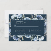 Navy Dusty Blue Floral Spring Bloom Bruiloft RSVP Kaartje (Voorkant)