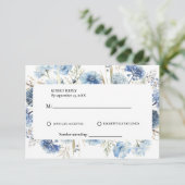 Navy Dusty Blue Floral Spring Bloom Bruiloft RSVP Kaartje (Staand voorkant)