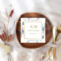 Navy Dusty Blue Floral Spring Bloom Bruiloft