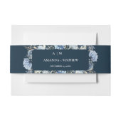 Navy Dusty Blue Floral Spring Bloom Bruiloft Uitnodigingen Wikkel (Voorkant Voorbeeld)