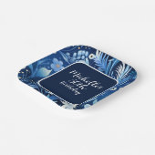 Navy Dusty Blue Flowers 50ste verjaardag Papieren Bordje (Gebogen)