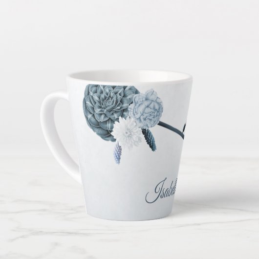 navy dusty blue flowers botanical  latte mok (Linkerhoek)
