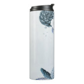 Navy Dusty Blue Flowers Botanical Thermosbeker (Gedraaid links)