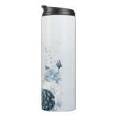 Navy Dusty Blue Flowers Botanical Thermosbeker (Geroteerd rechts)