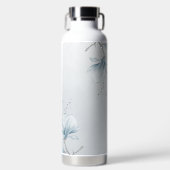 navy dusty blue flowers botanical  waterfles (Voorkant)