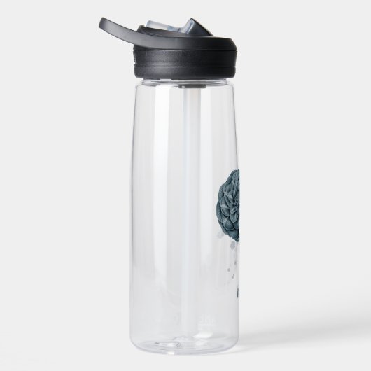 Navy Dusty Blue Flowers Botanical Waterfles (Rechts)