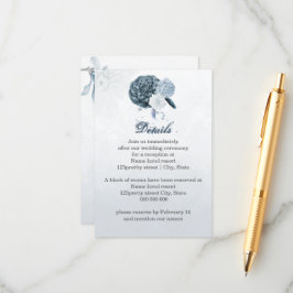 Navy Dusty Blue Flowers Botanische details Informatiekaartje