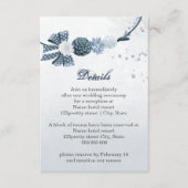 Navy Dusty Blue Flowers Botanische details Informatiekaartje (Voorkant)