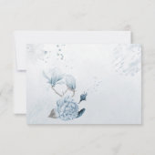 Navy Dusty Blue Flowers & Bow Dank u kaart (Achterkant)