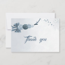 Navy Dusty Blue Flowers & Bow Dank u kaart