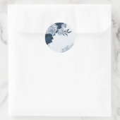 Navy & Dusty Blue Flowers dank u vierkante sticker (Tas)