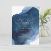 Navy Dusty Blue Ocean & Blush Bridal Shower Kaart (Staand voorkant)