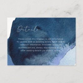 Navy Dusty Blue Ocean bruiloft details Informatiekaartje