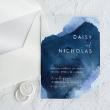 Navy Dusty Blue Ocean Watercolor Wedding