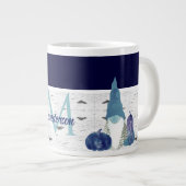 Navy Dusty Blue Pumpkin Gnomes Aspen Rustic House Grote Koffiekop (Voorkant rechts)