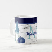 Navy Dusty Blue Pumpkin Gnomes Aspen Rustic House Koffiemok (Voorkant links)
