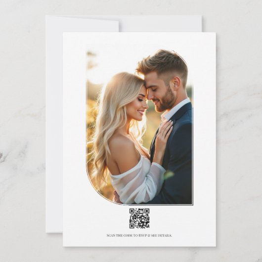 Navy, Dusty Blue & Silver Floral Wedding Kaart (Achterkant)