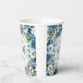 Navy Dusty Blue Waterverf Floral 40th Birthday Papieren Bekers (Links)