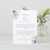 Navy Dusty Blue Welkom & dank u Wedding note (Staand voorkant)