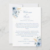 Navy Dusty Blue Welkom & dank u Wedding note (Voorkant)