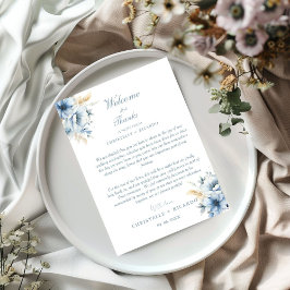 Navy Dusty Blue Welkom & dank u Wedding note