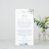 Navy Dusty Blue Welkom & dank u Wedding note (Staand voorkant)