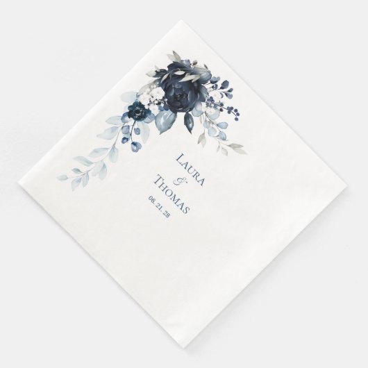 Navy Dusty Blue & White Elegant Wedding Servet (Hoek)